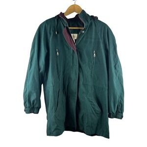 VINTAGE 1990's St. John's Bay | Green & Maroon Jacket with Hood Size Small